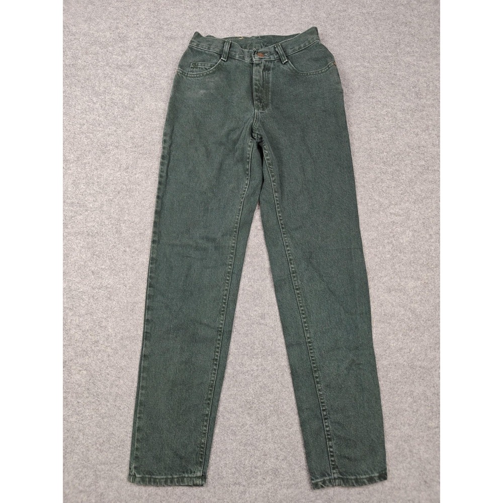 Vintage Lee Regular Fit Tapered Jeans Juniors 5 Green Wash High Rise Denim USA
